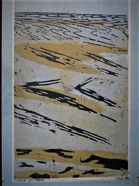 Piet Lont - In kleine oplage gemaakte 5 Kleuren Houtsnede "'t Wad" van Wieringer graficus verkocht voor € 1!