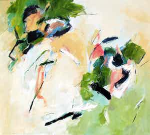 Charlotte Molenkamp - olieverf op doek:abstracte compositie verkocht voor € 2999!