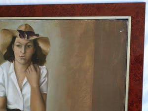 Elly du Clou-Bruggeman - Olieverf op doek , Vrouw met hoed, Zelfportret? – Groot kopen? Bied vanaf 100!