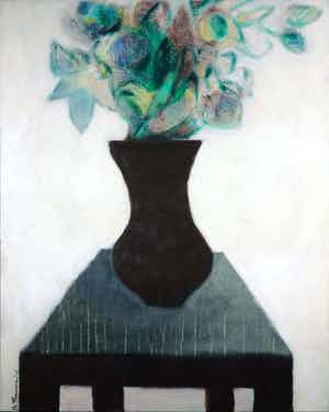 Marieke Thomassen - Acryl op doek, Bloemen in Vaas (Groot) verkocht voor € 1!