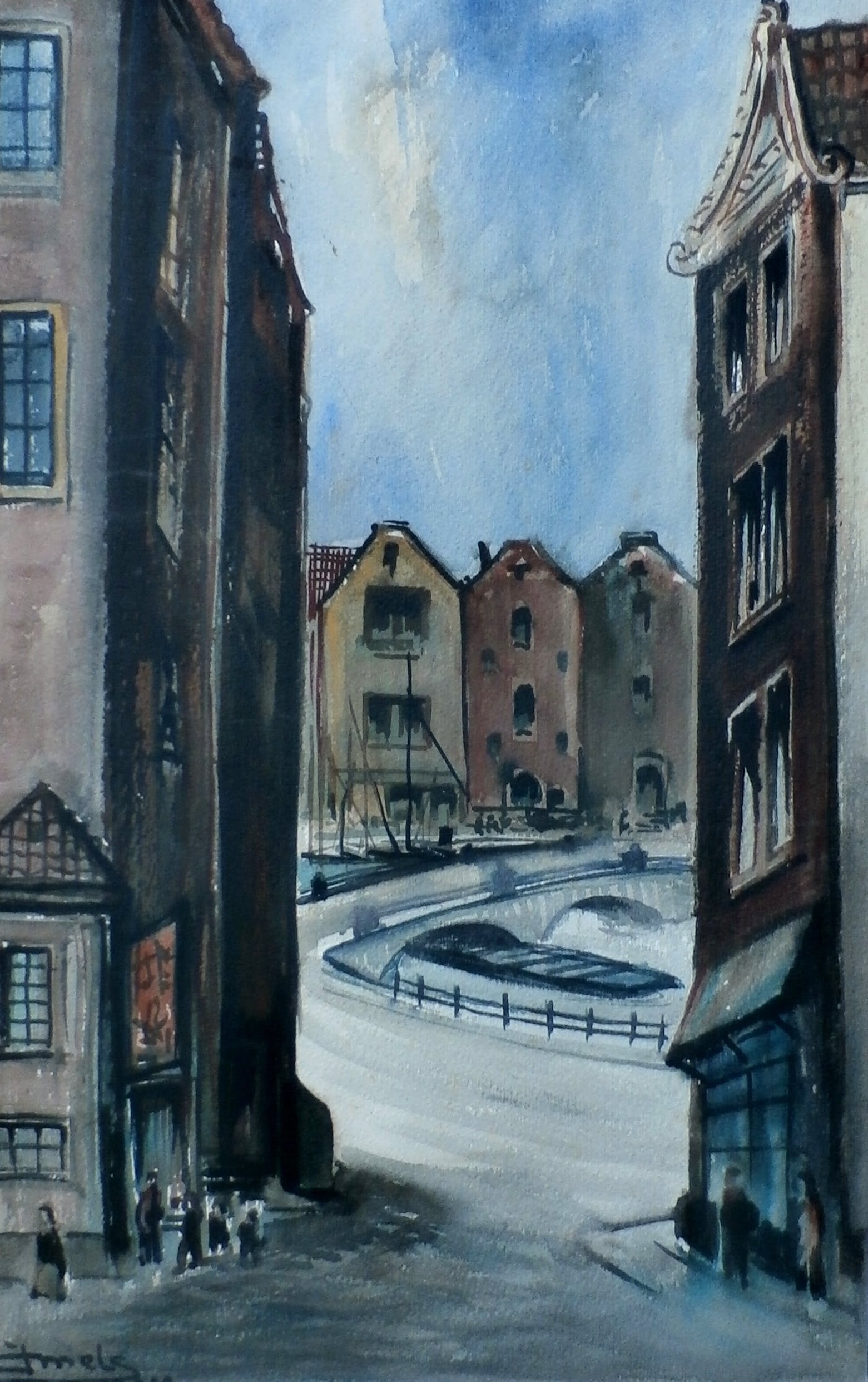 Jacques Mels - Aquarel: Amsterdam kopen? Bied vanaf 50!