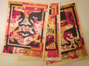 AcheterShepard Fairey - Obey: Giant Face Collage Triptiek? Enchérissez de 80!