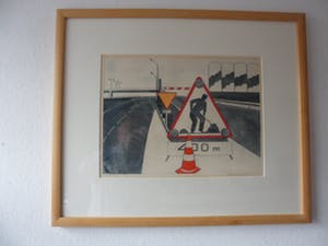 Gerard van Kerkhof - Ingekleurde ets. Titel, "Werk in uitvoering nabij Parijs". kopen? Bied vanaf 20!