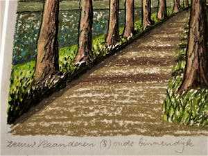 Erna van Mondfrans - Magnifiek pointillistisch Pastel "Zeeuws Vlaanderen oude Binnendijk " kopen? Bied vanaf 10!