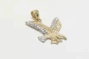 07 - Mooi gedetailleerde 14 karaat bi-color gouden adelaar hanger kopen? Bied vanaf 95!