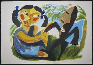 John Lie a Fo - Zeefdruk, Meisje met beeld kopen? Bied vanaf 1!