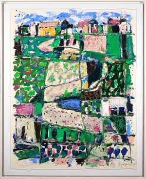 Kees Salentijn - Gemengde techniek op doek, Carrer del Baix Penedes - Ingelijst (Groot) verkocht voor € 750!