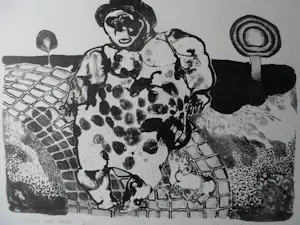 Henri de Haas - Litho, Vrouw met hond V. kopen? Bied vanaf 30!