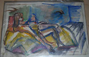 Rob Aussen - collectie van 9 (!) grote aquarellen naakte vrouwen kopen? Bied vanaf 100!