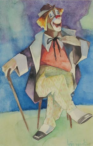 Krijn van Dijke - Aquarel, Hier ben ik/ Clown - Ingelijst kopen? Bied vanaf 35!