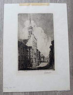 Herman Heuff - Ets - stadsgezicht kopen? Bied vanaf 49!