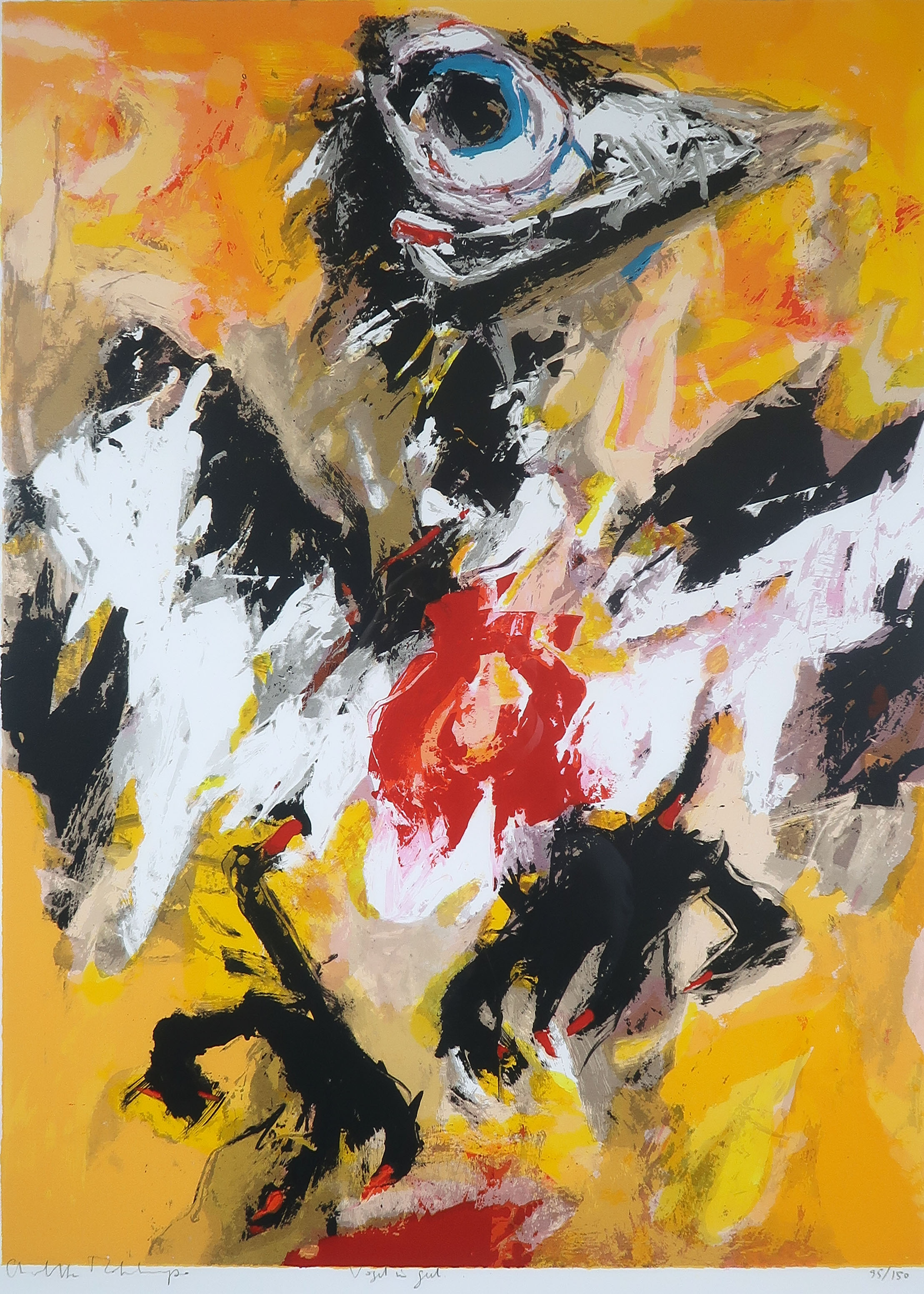 Charlotte Molenkamp - Zeefdruk, Vogel in Geel - Ingelijst (Groot) kopen? Bied vanaf 1!