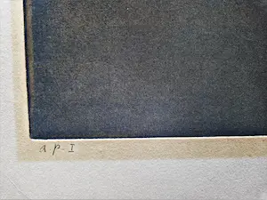 Peter Bes - Unieke - 1977 - artist proof Ets/aquatint "Blue man in a dark classroom" gesig. kopen? Bied vanaf 1!