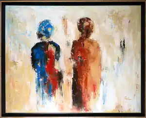 Erica Nass - Acryl op linnen, Paint it Black - Ingelijst (Groot) verkocht voor € 400!