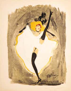 Jean-Gabriel Domergue - Litho, Danseuse Can Can uit de portfolio La Parisienne verkocht voor € 450!