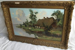 Johan Hendrik Kaemmerer - Olieverf op doek , Boerderij met geit – ingelijst , 70 x 100 cm kopen? Bied vanaf 200!