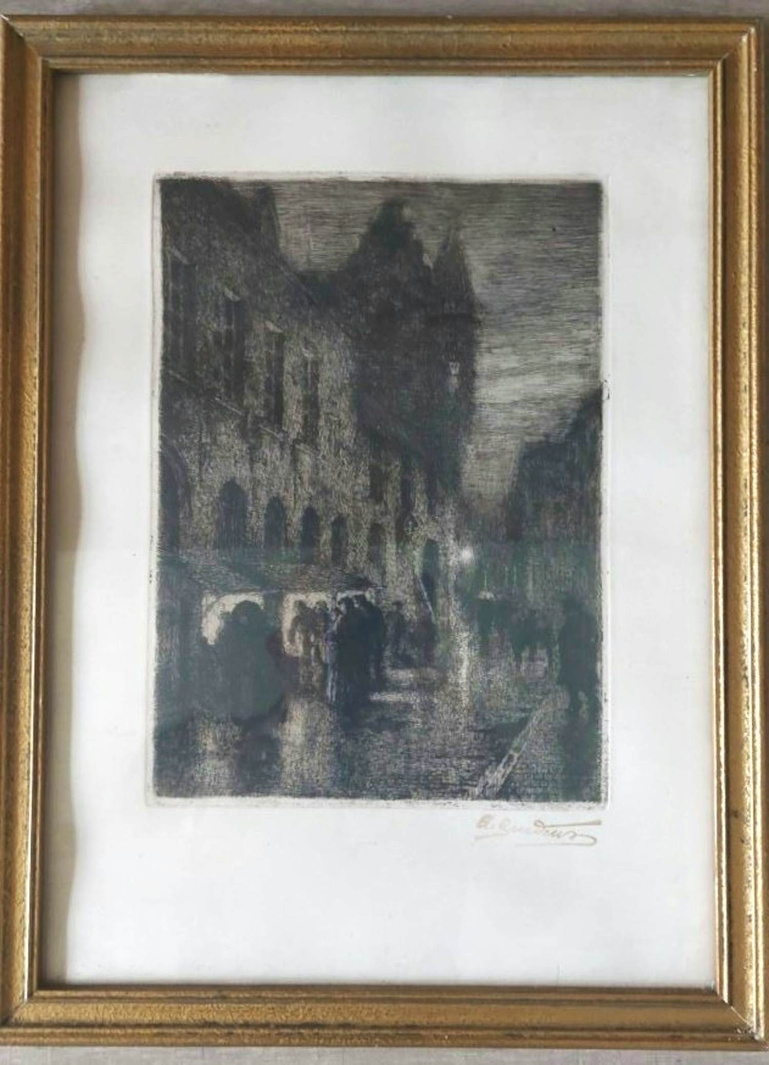 Buy Albert Geudens - ets " Soir à Malines "? Bid from 75!