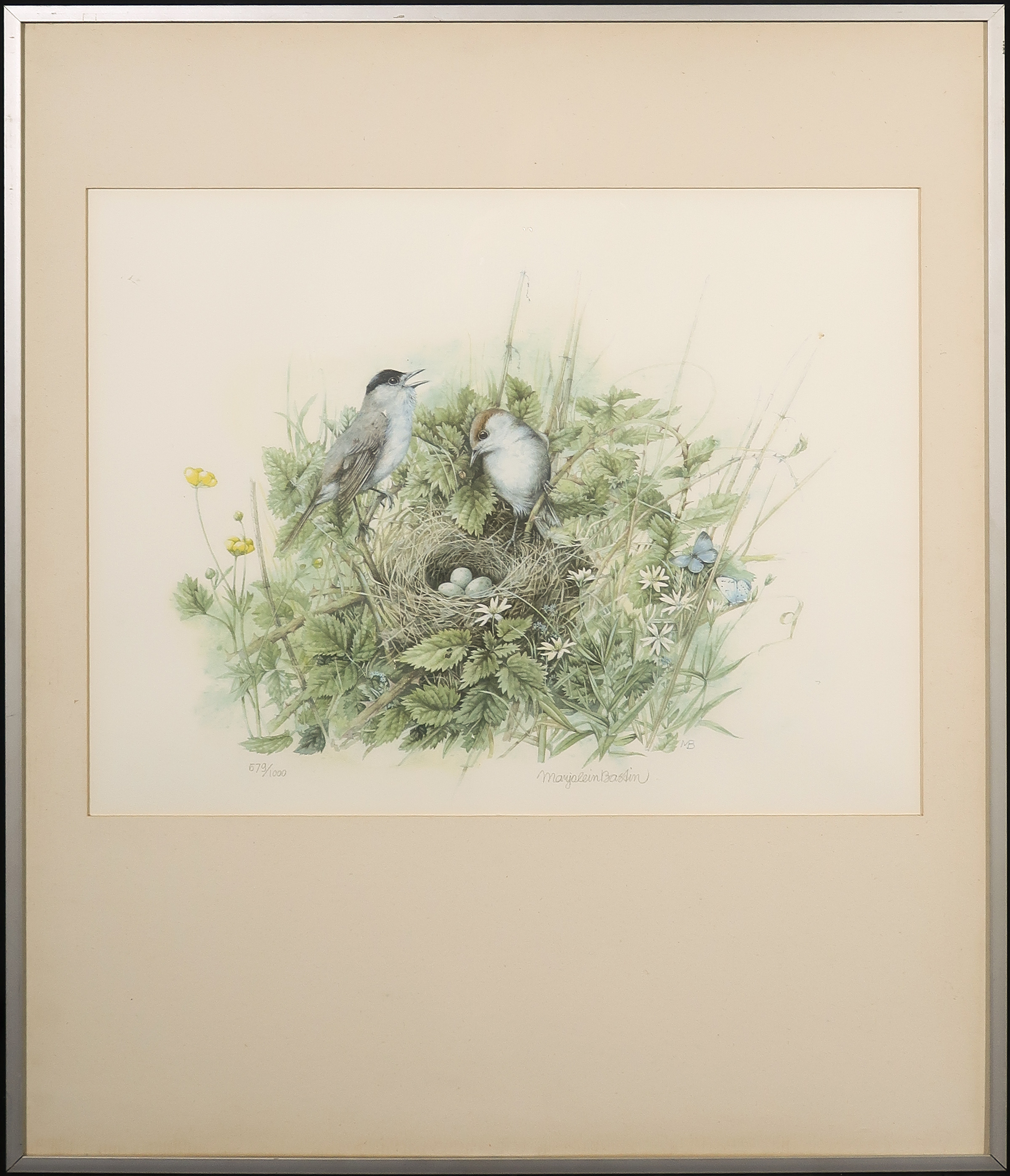 Marjolein Bastin - Offsetdruk, Z.T. Nest met vogeltjes - Ingelijst kopen? Bied vanaf 1!