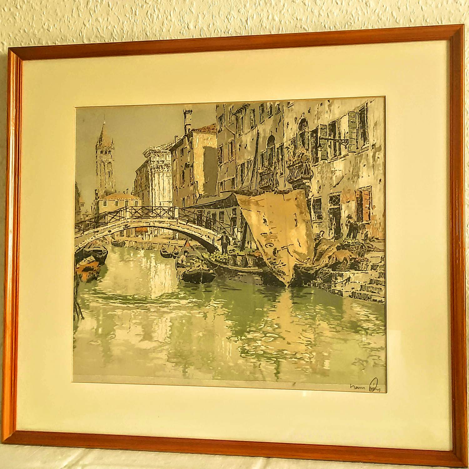 Hans Figura - Farb Radierung Aquatinta auf Seide Brücke in Venedig 50er Jahre handsigniert kopen? Bied vanaf 280!