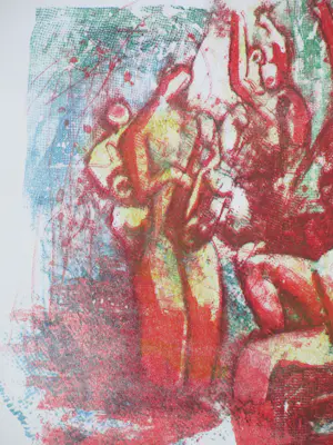 Wim Motz - Geanimeerd gezelschap - Kleurenlitho kopen? Bied vanaf 45!