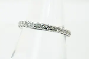 73 - Chique 14Krt wit-goud en (1.10 crt H/vs) diamanten alliance ring - ZGAN kopen? Bied vanaf 580!