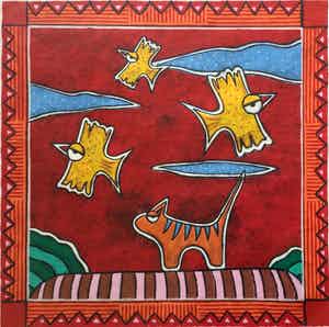 Michiel Molenaar - z.t. | kleurrijke zeefdruk (ingelijst) verkocht voor € 125!