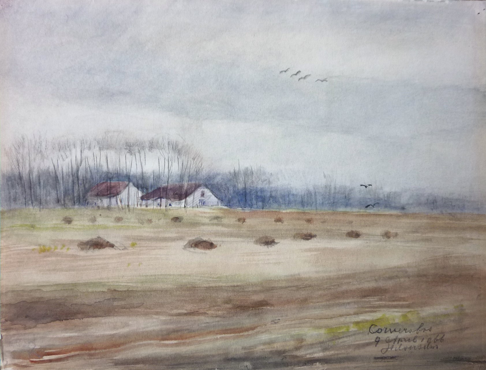 Han Krug - Aqaurel "Corversbos Hilversum" 1966 kopen? Bied vanaf 30!