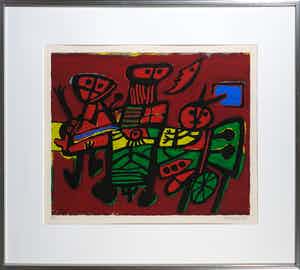 Corneille - Zeefdruk, Tribu II - Ingelijst verkocht voor € 250!