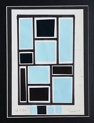 Siep van den Berg - Collage in zwart en blauw op papier kopen? Bied vanaf 125!