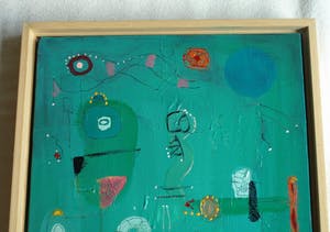 Jasper Banen - Acrylverf op doek , ingelijst , Blauwe Zon en Hemellichamen – 2004 kopen? Bied vanaf 85!