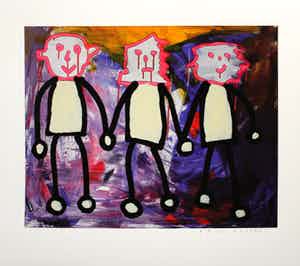 Paul Indrek Kostabi - Kleurengiclee WE ARE FAMILY Handgesigneerd. verkocht voor € 55!