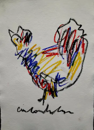 AcheterAnton Heyboer - Kip - Krijttekening op geschept papier - 1996 - 30 x 21 - Uniek? Enchérissez de 185!