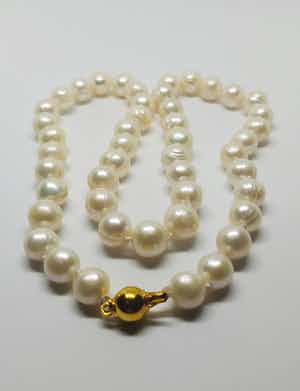 Zoetwaterparel Collier 14K gouden slotje 49cm verkocht voor € 65!