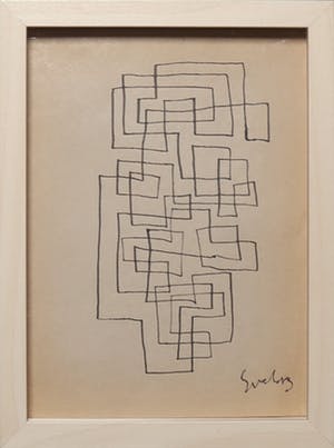 Siep van den Berg - Inkttekening, Abstracte compositie - Ingelijst kopen? Bied vanaf 45!