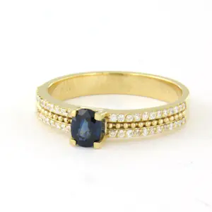 18k gouden ring met saffier en briljant geslepen diamant tot. 0.18ct kopen? Bied vanaf 660!