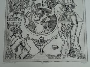 Ab Steenvoorden - Ets , Mystifikaties – Surrealistische voorstelling, 1972 - 28½ x 22 cm kopen? Bied vanaf 1!