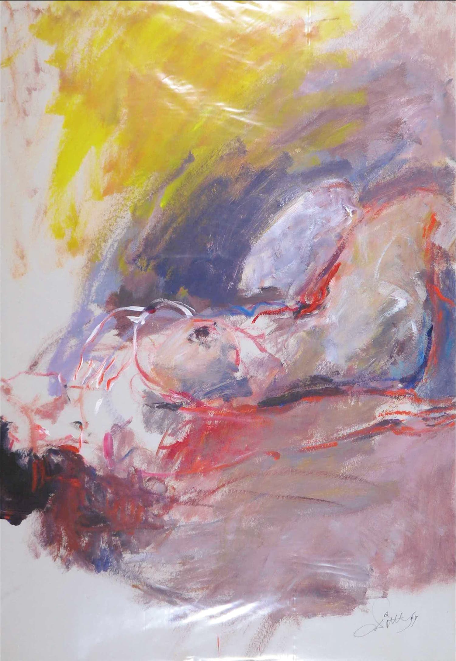 Franscz Witte - Gemengde techniek op papier, Liggend naakt (Groot) kopen? Bied vanaf 1!