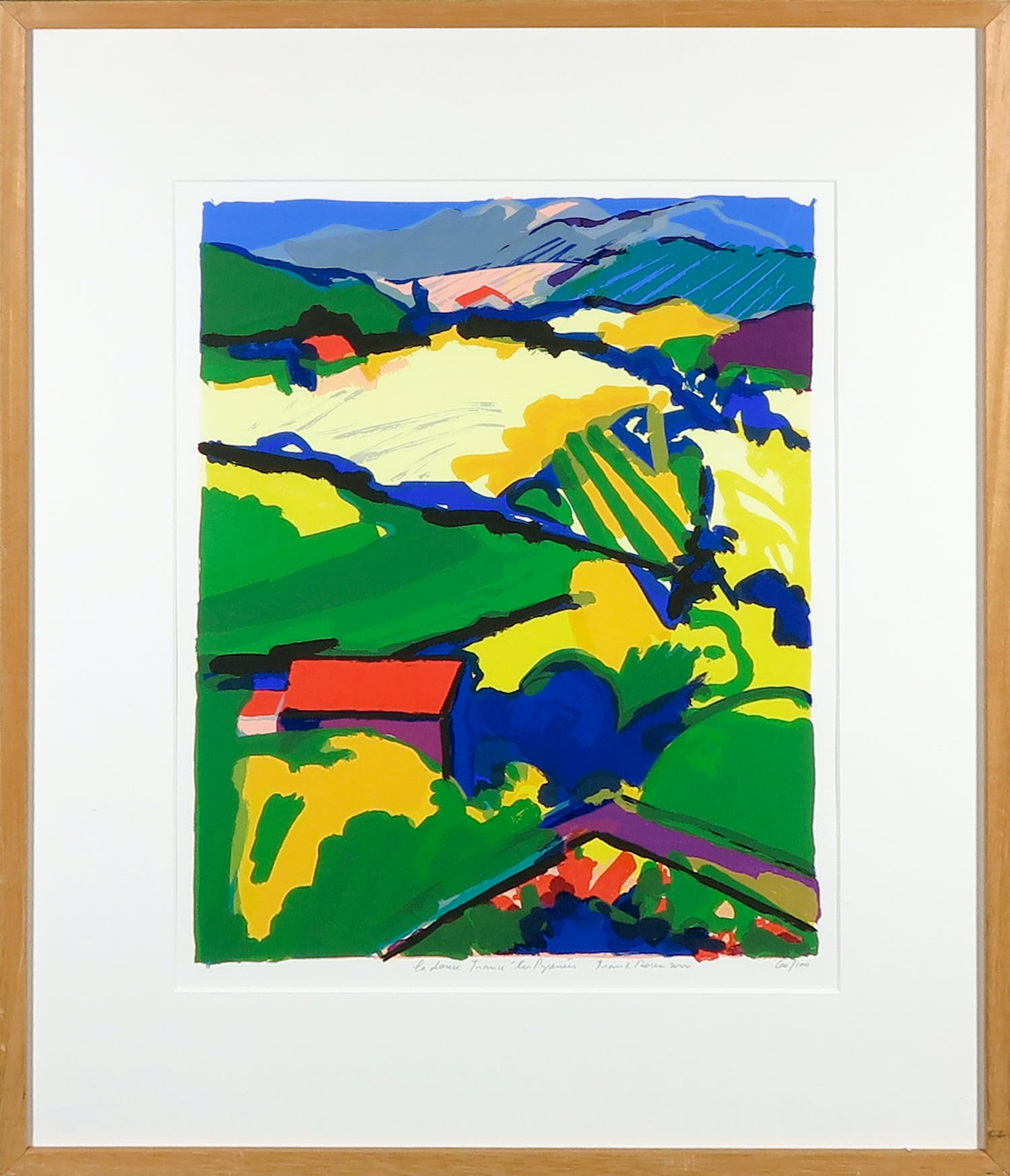 Frank Rosen - Zeefdruk, Les Pyrenees - Ingelijst verkocht voor € 50!