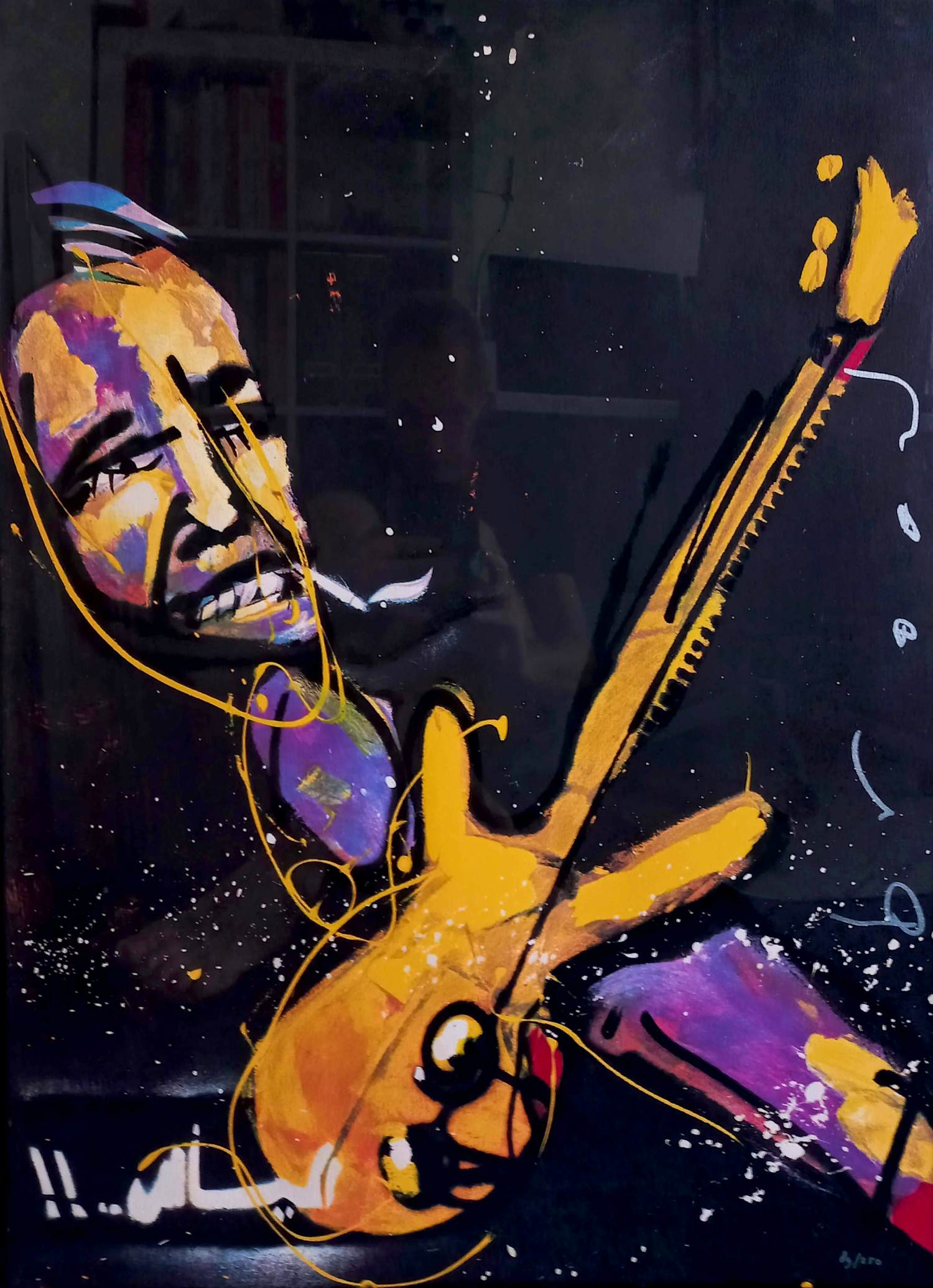 Herman Brood - De bassist, zeefdruk (netjes ingelijst) kopen? Bied vanaf 350!