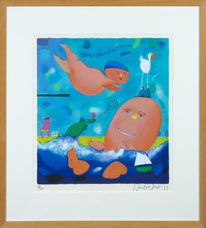 Wouter Stips - Zeefdruk, Mamma's plunching again - Ingelijst kopen? Bied vanaf 35!