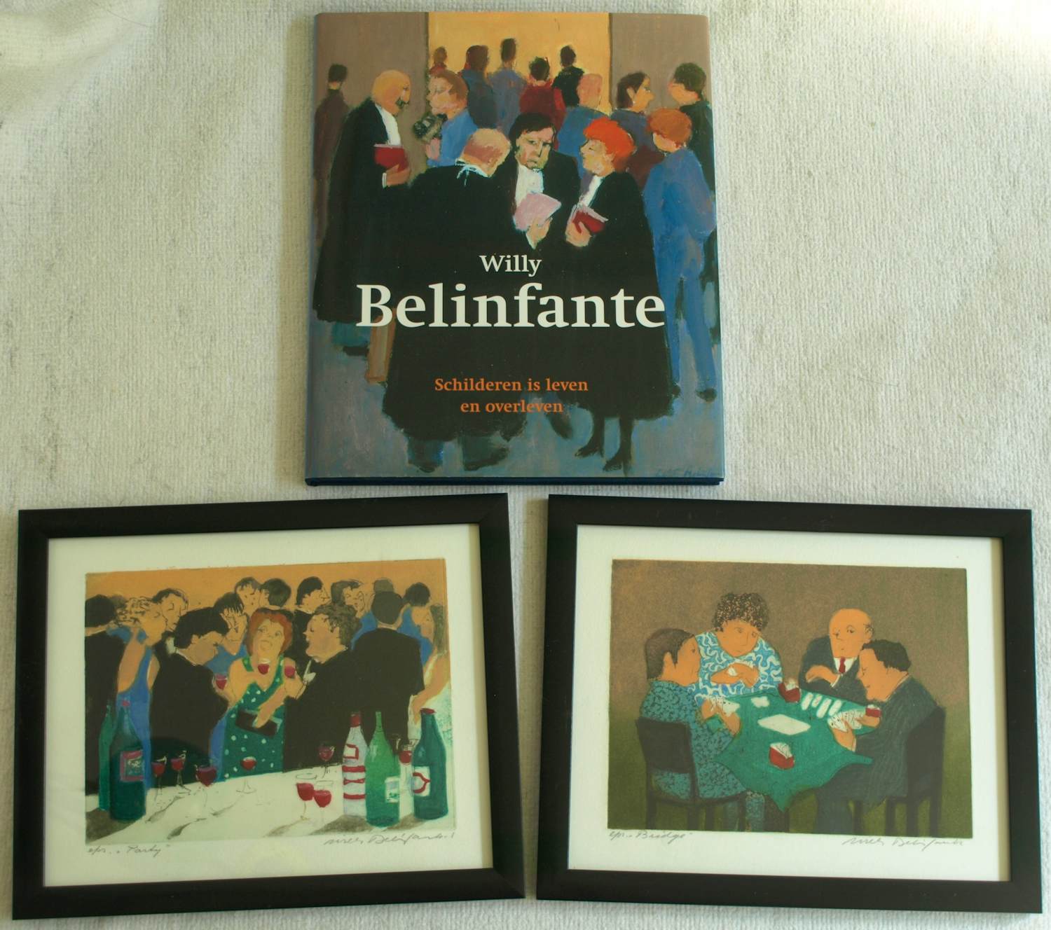 Willy Belinfante - 2 Ingelijste kleurenetsen , “Party” en “Bridge” , + een gesigneerd boek kopen? Bied vanaf 100!