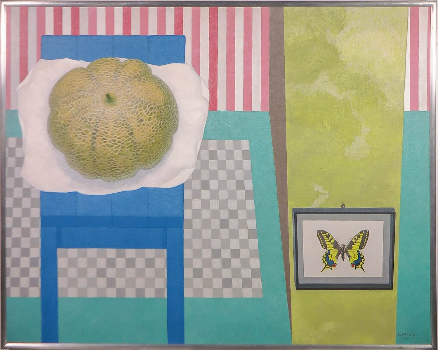 Kees Balvers - Acryl, Meloen en vlinder - Ingelijst kopen? Bied vanaf 150!