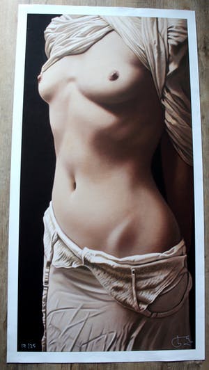 Willi Kissmer - Giclee op linnen(groot): Half naakt met 2 doeken - 2015 kopen? Bied vanaf 250!