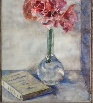 Rudolf de Bruyn Ouboter - Stilleven met bloemen in vaas met boek kopen? Bied vanaf 100!