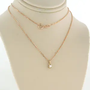 14k rosé gouden collier met hanger met briljant geslepen diamant 0.08ct - 45cm kopen? Bied vanaf 190!