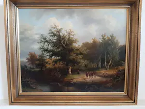 Joseph Antonio Hekking - Jagers in landschap. kopen? Bied vanaf 295!