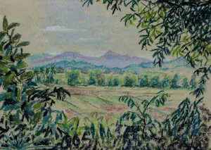 Auke Anne Tadema - krijttekening: landschap kaufen? Bieten Sie von 49!