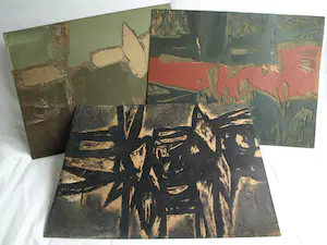 Fon Klement - De 3 hardboard ‘BLOKKEN’ van de boardsnede ‘Invariable’ - 1966 kopen? Bied vanaf 1!