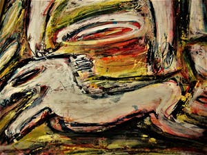 Henk Vierveijzer - CoBrA en Neue Wilden - Krachtig expressionisme - "Happen naar de Baas" GROOT!! kopen? Bied vanaf 150!