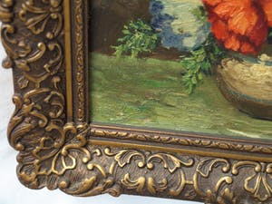 Niet of onleesbaar gesigneerd - Olieverf op doek , Bloemstilleven – gesigneerd & ingelijst - oud kopen? Bied vanaf 1!